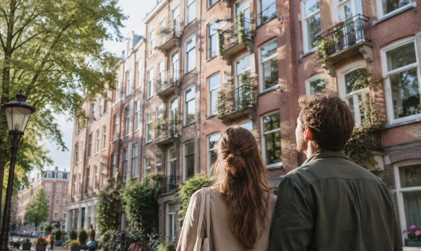 Stel bezichtigt een woning in Amsterdam
